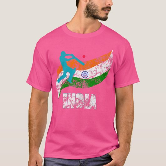 インド国旗のインディアンクリケット Tシャツ (正面)