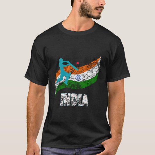 インド国旗のインディアンクリケット Tシャツ (正面)