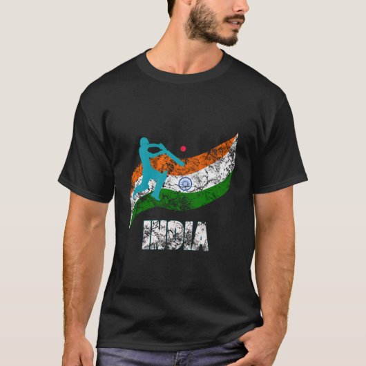 インド国旗のインディアンクリケット Tシャツ (正面)