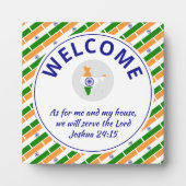 インド国旗のクリスチャン・ウェルカム フォトプラーク (正面)