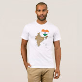 インド国旗のハートと地図Tシャツ Tシャツ (正面フル)