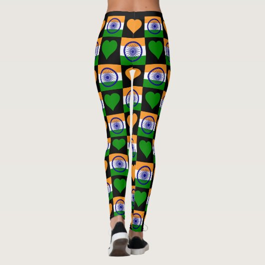 インド国旗のハート柄かわいい愛国心インディアン レギンス (裏面)
