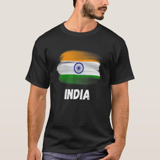 インド国旗のプライドレトロインディアン旗ファミリーマッチング Tシャツ (正面)