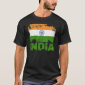 インド国旗のヴィンテージ動揺してインディアングランジ旅行 Tシャツ (正面)