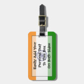 インド国旗の個人簡単ID ラゲッジタグ (正面縦)