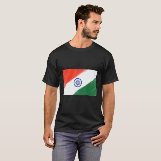 インド国旗の土産伝統旅行 Tシャツ (正面フル)