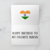 インド国旗の愛国的誕生日 カード (内部)