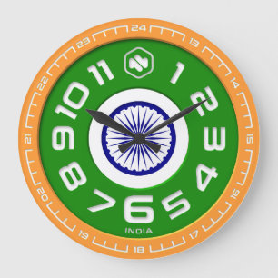 インド国旗の時計 ラージ壁時計