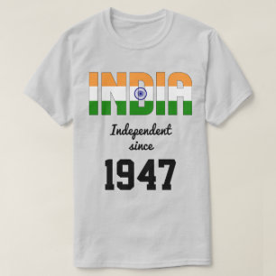 インド国旗の独立性お祝い Tシャツ