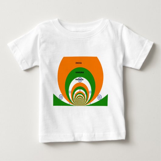インド国旗の色デザイン。ハクナマタタ ベビーTシャツ (正面)