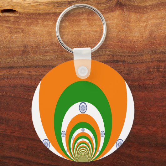 インド国旗の色万華鏡のように千変万化するパターン キーホルダー (正面)
