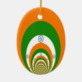 インド国旗の色万華鏡のように千変万化するパターン セラミックオーナメント (正面)