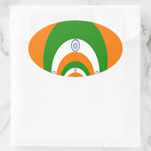 インド国旗の色万華鏡のように千変万化するパターン 楕円形シール (バッグ)