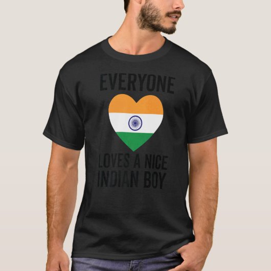 インド国旗みんな素敵なインディアン少年を愛 Tシャツ (正面)