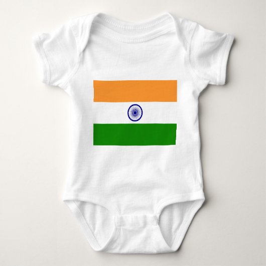 インド国旗を持つ愛国的なベビーのボディスーツ ベビーボディスーツ (正面)