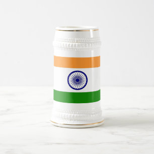 インド国旗を掲げたマグカップ ビールジョッキ