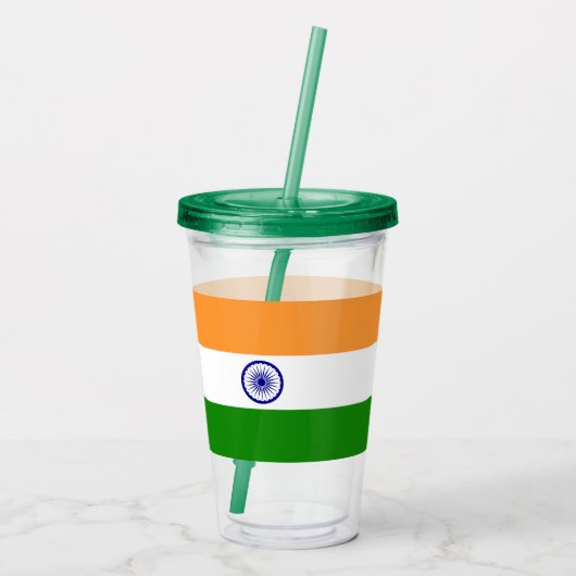 インド国旗を掲げた愛国的なアクリル製タンブラー アクリルタンブラー (裏面)
