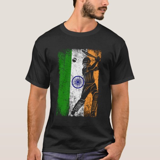 インド国旗インディアンクリケットジャージーファンプレイヤーコーチ Tシャツ (正面)
