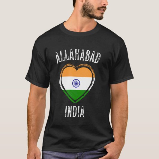 インド国旗ハート アラハバード市 Tシャツ (正面)