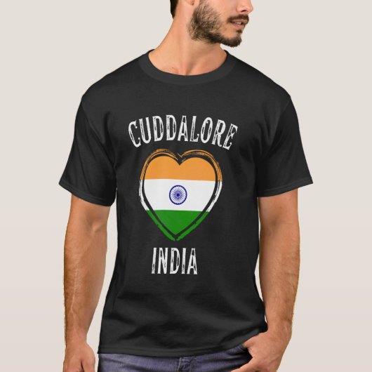 インド国旗ハート クダルール市 Tシャツ (正面)