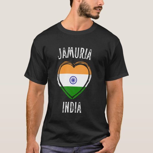 インド国旗ハート  ジャムリア市 Tシャツ (正面)