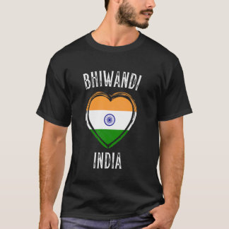 インド国旗ハート ビワンディ市 Tシャツ