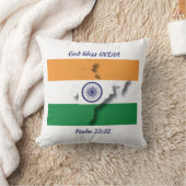 インド国旗地図 愛国的な聖書の文言 カスタム WHITE クッション (ブランケット)