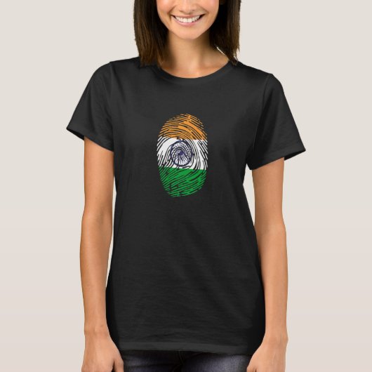インド国旗指紋DNA Tシャツ (正面)