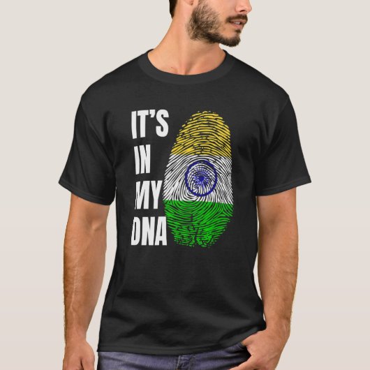 インド国旗 インド 指紋DNA生体認証 Tシャツ (正面)