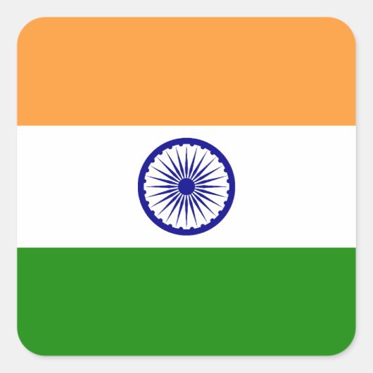 インド国旗 スクエアシール (正面)