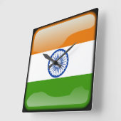 インド国旗 スクエア壁時計 (傾斜)