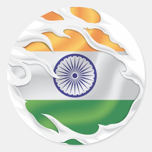 インド国旗 ラウンドシール (正面)