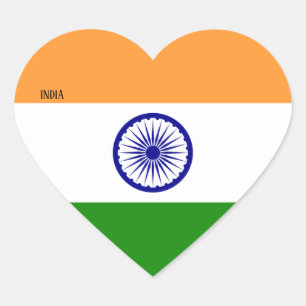 インド国旗、愛国心 ハートシール