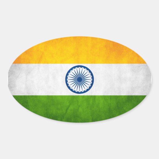 インド国旗 楕円形シール (正面)