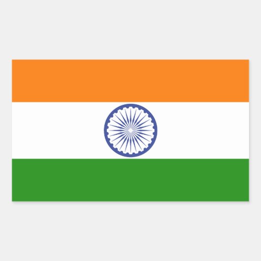 インド国旗 長方形シール (正面)