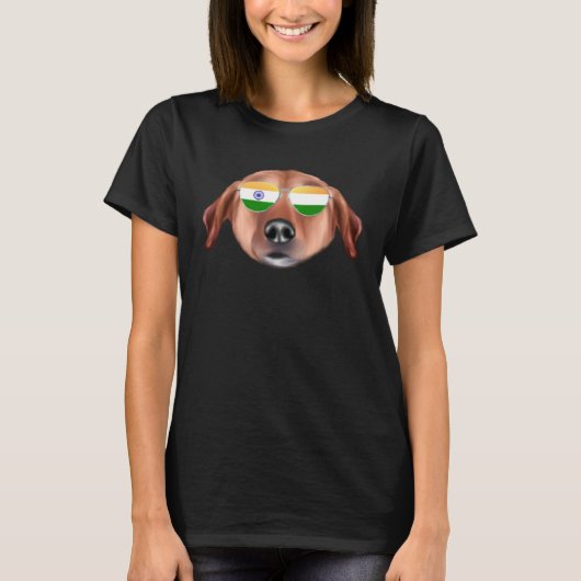 インド国旗Chinook Dogインドポケット Tシャツ (正面)
