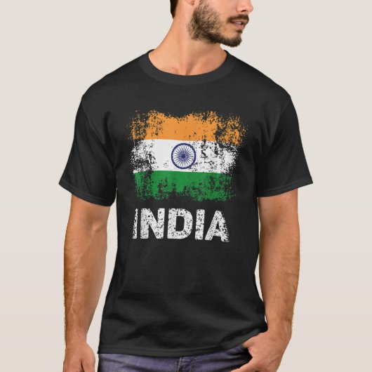 インド国旗Tシャツ愛国的インディアン国旗 Tシャツ (正面)