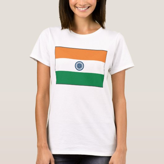 インド国旗x地図Tシャツ Tシャツ (正面)