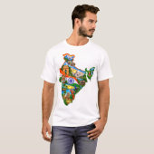 インド地図の誇り - インド文化、自然、そして伝統文化 Tシャツ (正面フル)