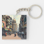 インド忙しコルカタのダウンタウン通り キーホルダー (裏面)