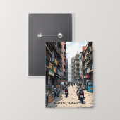 インド忙しコルカタのダウンタウン通り 缶バッジ (正面/裏面)