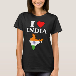 インド愛 インドのハート バーラト 地図 国旗 ヒンドゥスタン Tシャツ