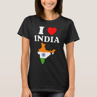 インド愛 インドのハート バーラト 地図 国旗 ヒンドゥスタン Tシャツ