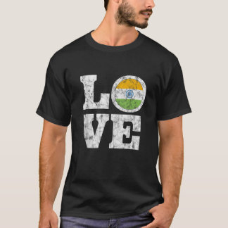 インド愛Tシャツ誇りを持ったインディアンフラグ動揺してテ Tシャツ