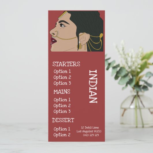 インド料理のディナーメニュー メニュー (スタンド正面)