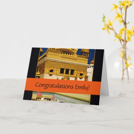 インド旅行ポスターインディアンヴィンテージアート カード (黄色い花)