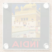 インド旅行ポスターインディアンヴィンテージアート ガラスコースター (裏面)