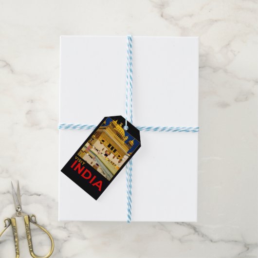 インド旅行ポスターインディアンヴィンテージアート ギフトタグ (より糸付き)
