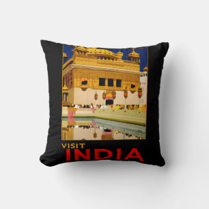 インド旅行ポスターインディアンヴィンテージアート クッション