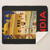 インド旅行ポスターインディアンヴィンテージアート シェルパブランケット (正面(横))